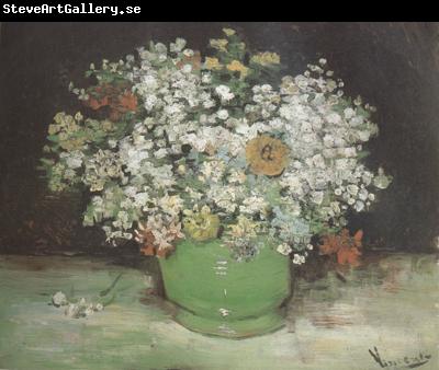 Vincent Van Gogh Vase with Zinnias and Other Flowers (nn04)